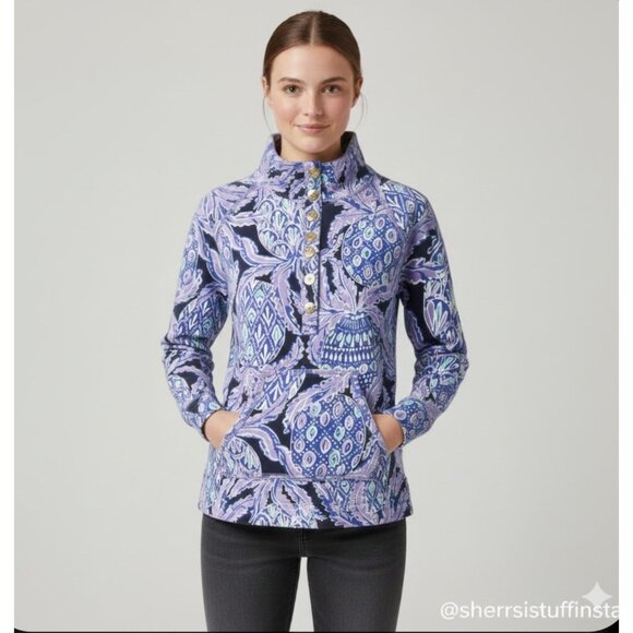 Lilly Pulitzer UPF 50+ Captain Popover L/S Top Lilac Verbena Coco Safari XS - Picture 2 of 12